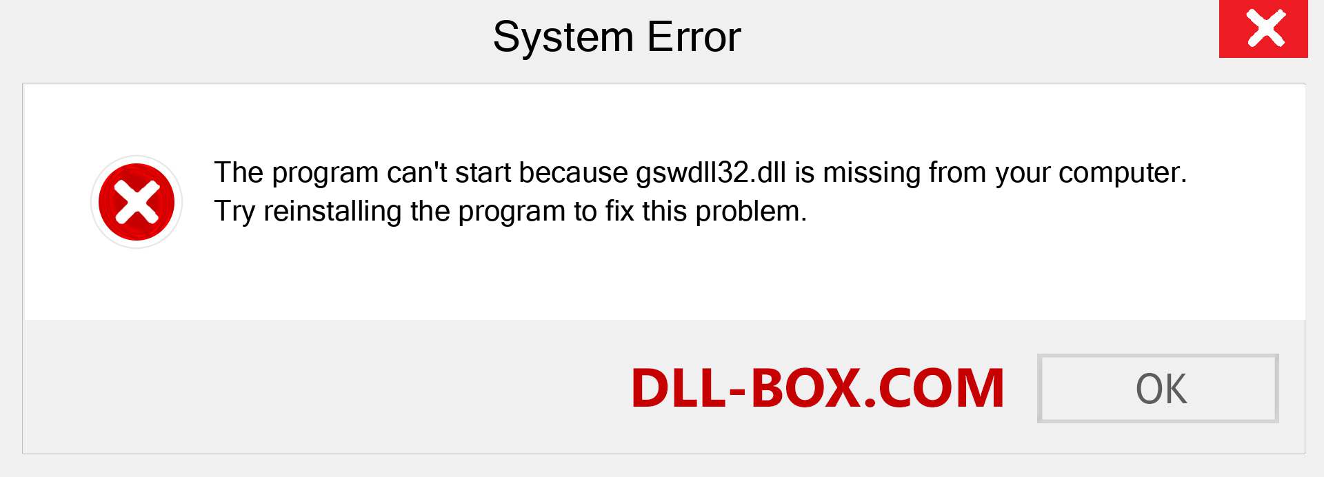  gswdll32.dll file is missing?. Download for Windows 7, 8, 10 - Fix  gswdll32 dll Missing Error on Windows, photos, images