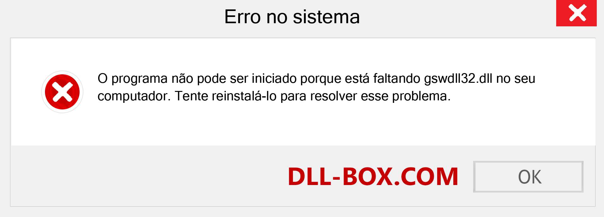 Arquivo gswdll32.dll ausente ?. Download para Windows 7, 8, 10 - Correção de erro ausente gswdll32 dll no Windows, fotos, imagens